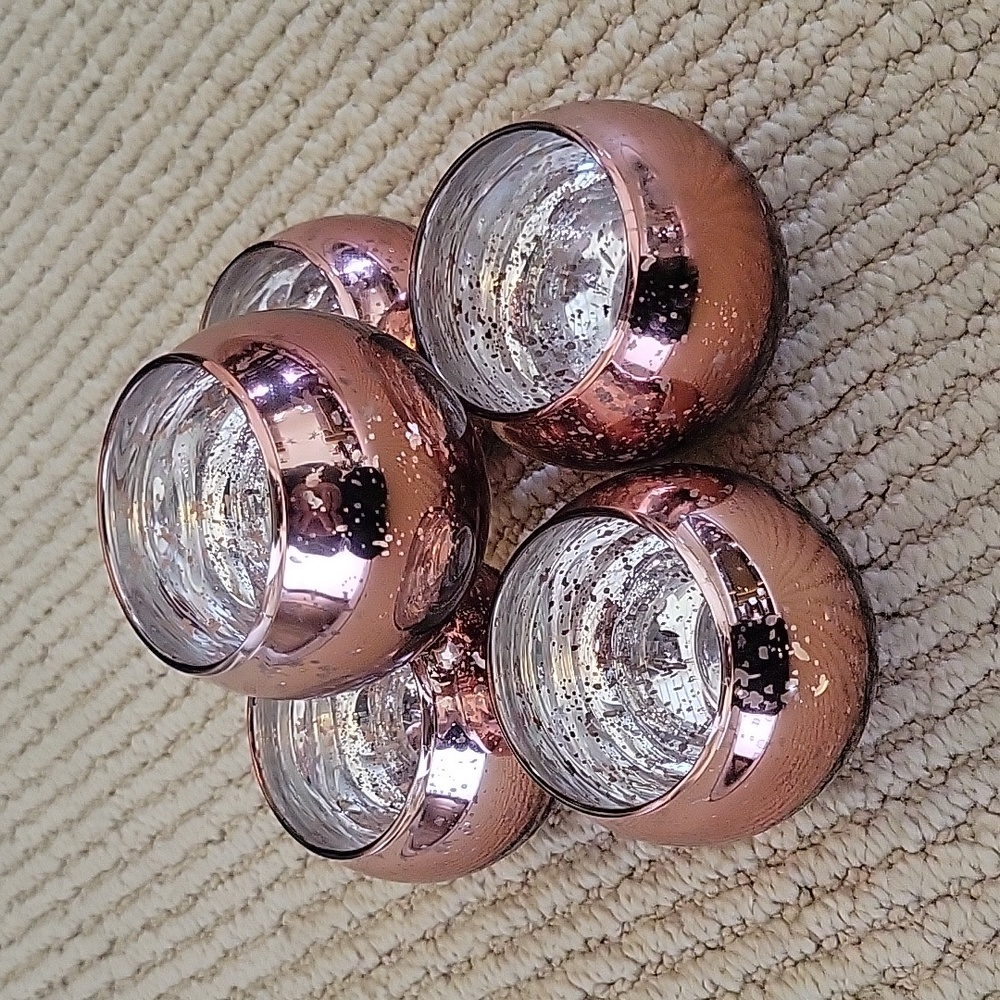 Set of 5 - Rose Gold Tea Light Holders
